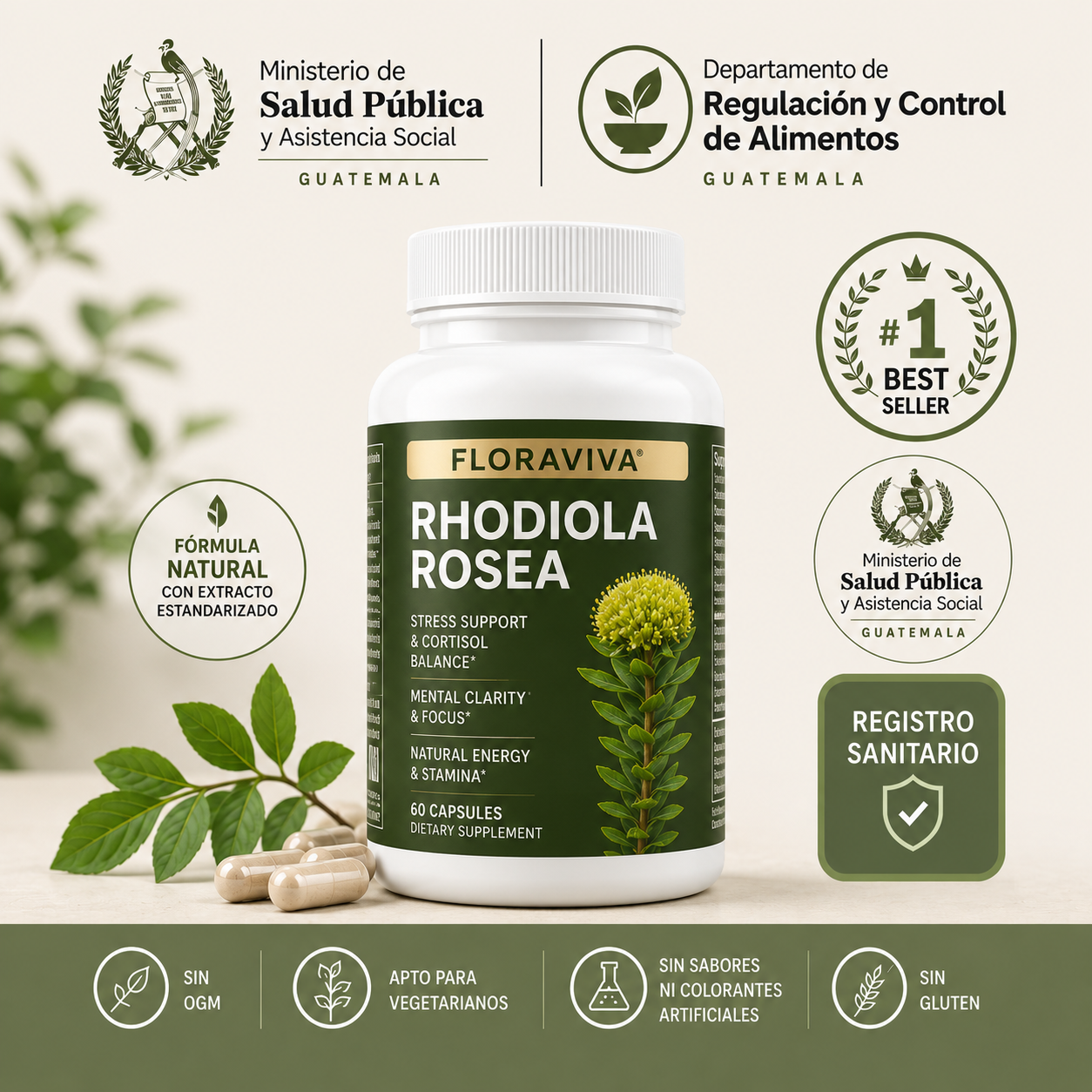 Rhodiola Rosea Original y Certificado